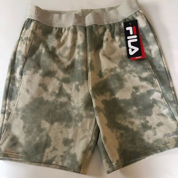 Fila Camo Shorts Mens Medium Fleece Terry - Picture 1 of 2